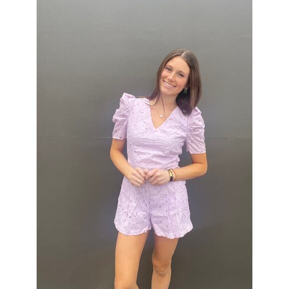 New TCEC Lavender Eyelet Romper Size L - Picture 8 of 9